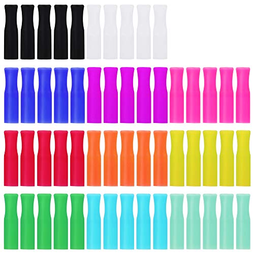 55 Pcs Food Grade Silicone Straws Tips for 6 MM OD Metal Straw by Accmor (55 Count)