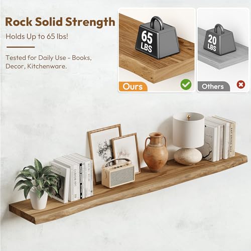 Wood Floating Shelves Live Edge 55” Set of 1