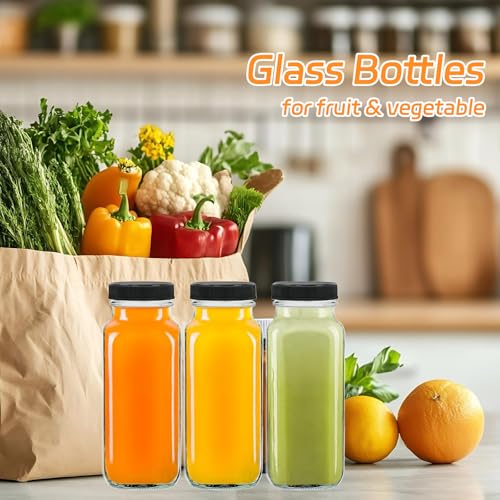 12 Pack 8oz Glass Juice Bottles with Lids