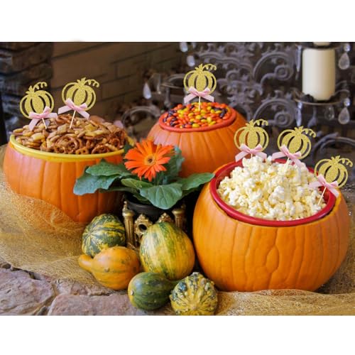 Pumpkin Cupcake Topper Fall Theme Cake Decoration (24 Count)