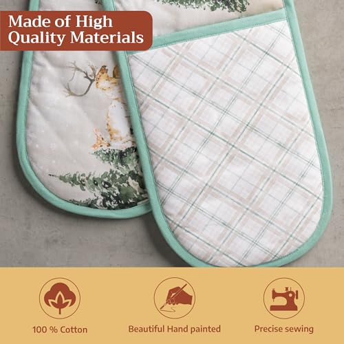 Double Oven Mitts 100% Cotton Double Oven Glove