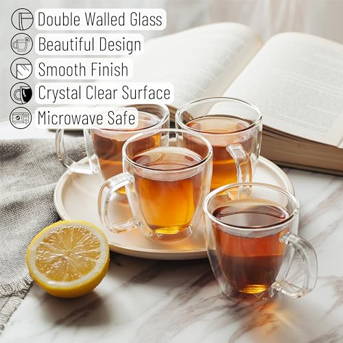 BTaT Double Walled Glass Coffee Mugs (6 Count)