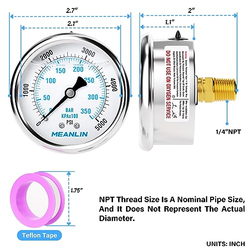 0~5000Psi Liquid Filled Pressure Gauge 1