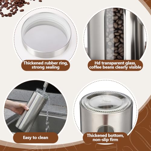 Stainless Steel Coffee Grounds Canisters Container Large with Shelf (3 Count)