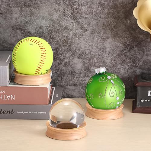 Pack of 3 Wooden Sphere Holder Display Stand for Crystal Sport Ball