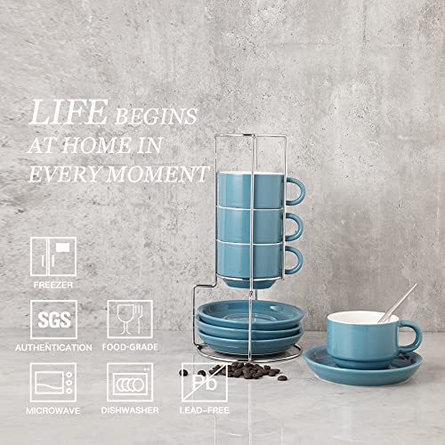 Sweejar Porcelain Espresso Cups with Saucers (4 Count)