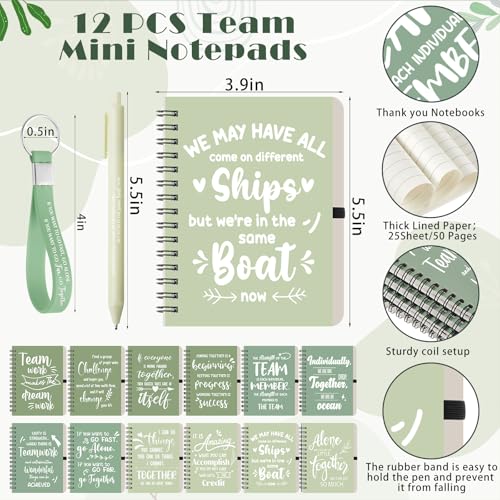 12 Set 48 Pcs Team Appreciation Gift Set Inspirational Employee Appreciation Gift Bulk 16 oz Coffee Cups with Team Notebook Pen Keychains for Staff Teacher (12 Count)