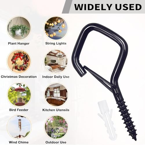10PCS Eye Screw Hooks for Hanging Heavy Duty with Safety Buckle.Metal Ceiling Hooks for Hanging Plants