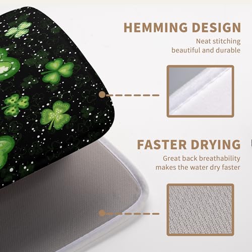 St Patricks Day Spring Dish Drying Mats St Patrick's Day Lucky Dish Mat Shamrock Drying Matt Dishes Dryer Pad for Kitchen Counter Absorbent Microfiber Washable Foldable Reusable 18x24 in