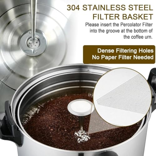 24L Coffee Percolator Large Coffee Maker 155 Cups Commercial Coffee Urn Electric Industrial Coffee Maker Hot Water Dispenser Machine for Catering