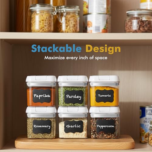 6PC (0.5L, 2.1 Cup, 17oz) Airtight Spice Storage Containers, 6 Spoons (6 Count)