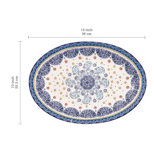 Blue Talavera 16 plus 14 inch Oval Platters Set (2 Count)