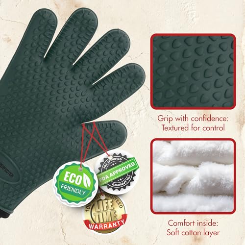Silicone Griddle Grill Gloves Heat Resistant Oven Mitts