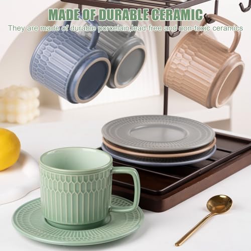 8oz Cappuccino Cups with Saucers Set of 4 (4 Count)