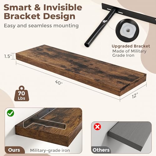 12 Inch Deep Floating Shelves (2 Count)