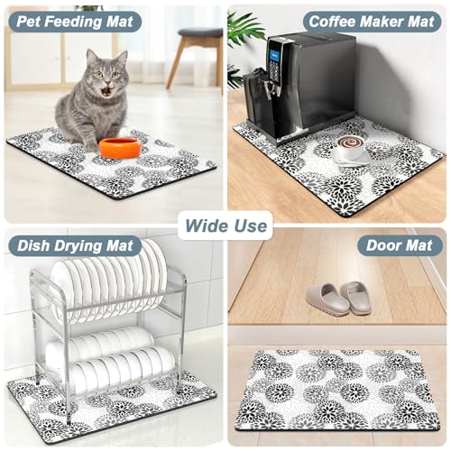 Coffee Mat 12" x 19" Cute Coffee Bar Mats for Espresso Machine Station Accessories and Organizer
