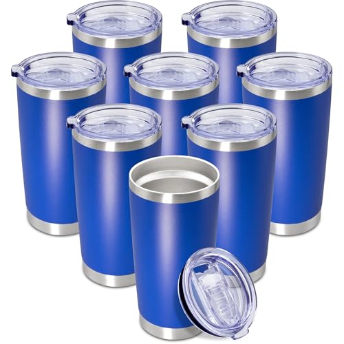 20oz Tumbler Insulated Coffee Tumblers with Lid Stainless Steel DarkBlue 8P (8 Count)