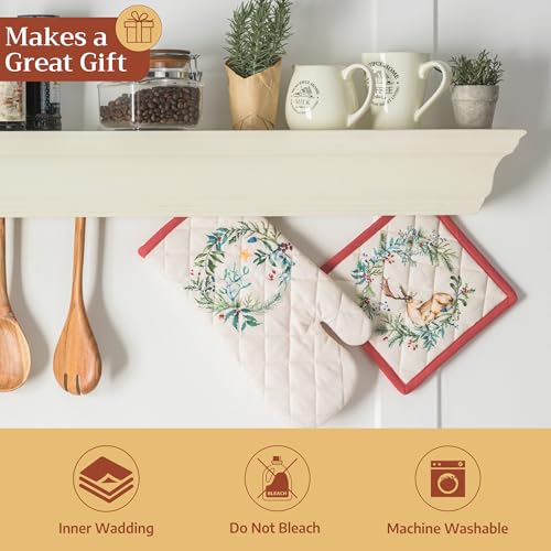 100% Cotton Oven Mitt & Pot Holder Set