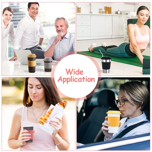 6 Pack Silicone Cup Sleeve Heat Resistant Coffee Cup Protective Sleeve Nonslip Glass Bottle Mug Protector Cover for Home Travel (6 Count)