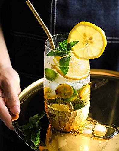 Reusable Metal Straws 50Pack.Ultra Long 10.5”Gold Color Stainless Steel Drinking Straws in Bulk For Wholesale.265x6mm Straight Curved Straws for 20 (50 Count)
