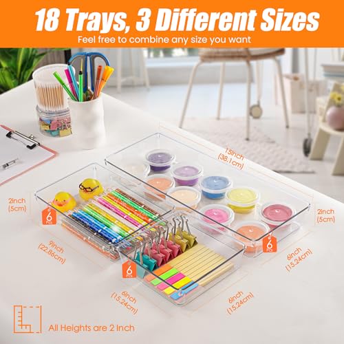 18 Pcs Large Size Clear Drawer Organizer Set (18 Count)