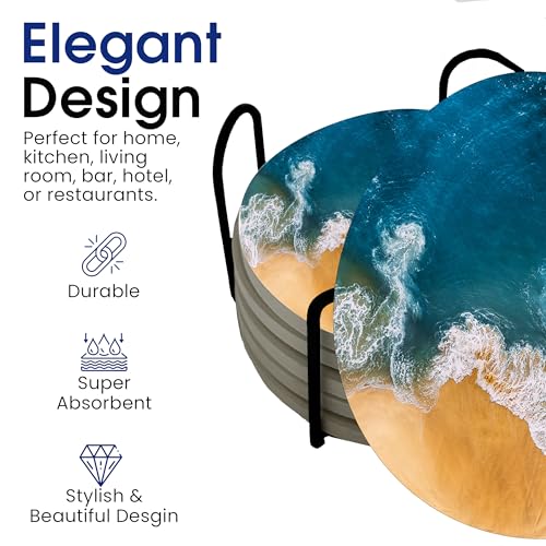 Ocean Coastal Theme Round Coasters Set of 6