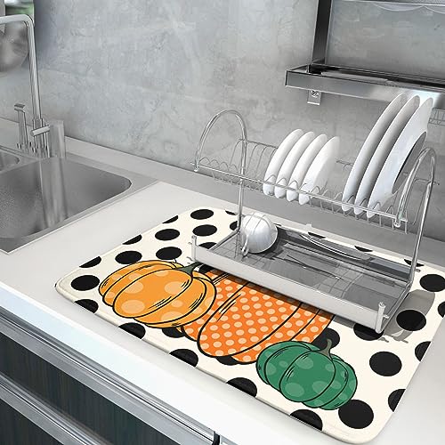 Autumn Pumpkin Dish Drying Mat for Kitchen Counter