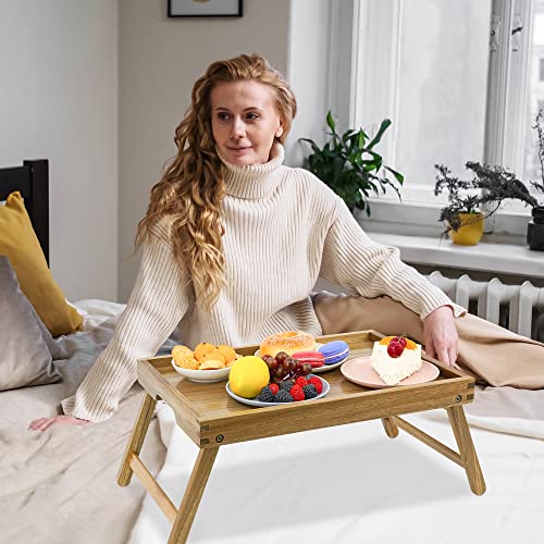 Acacia Bed Tray Table with Folding Legs