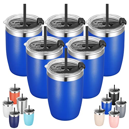 Stainless Steel 12 oz Tumblers bulk Vacuum Insulated Double Wall Travel Tumbler with Lid and Straw Reusable Tumbler (6 Count)