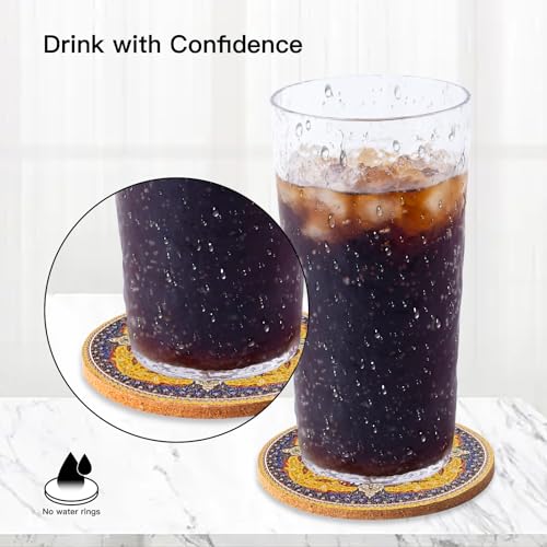 Cork Coasters for Drinks Absorbent Non Slip 12pcs 4 Inch Persian (12 Count)