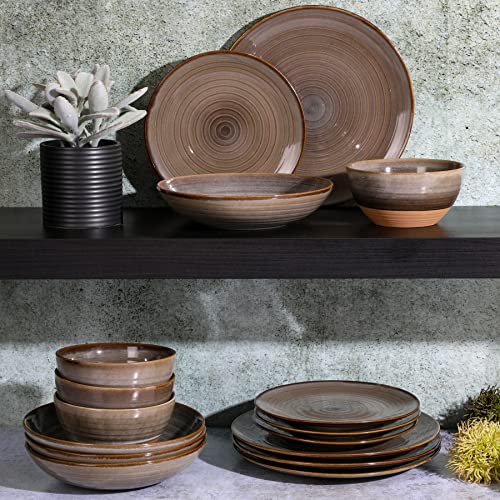 16 Piece Dreamweaver Double Bowl Terracotta Reactive Dinnerware Set