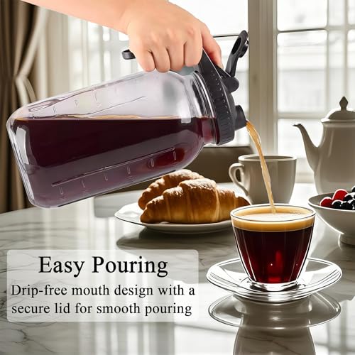 64oz Glass Pitcher Carafes With Handle and Lid