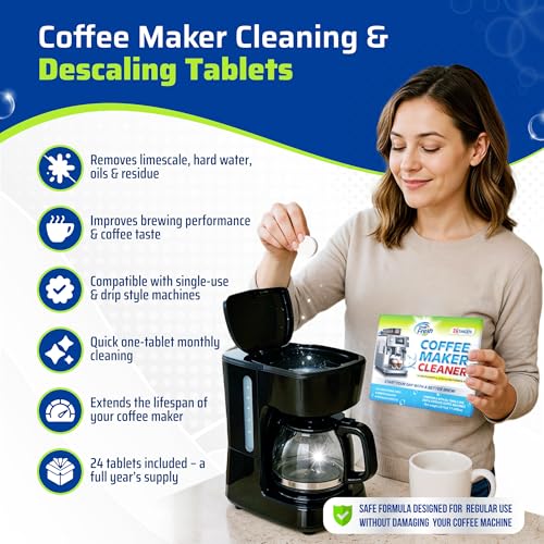 Coffee Machine Descaler & Cleaner Tablets (24 Count)