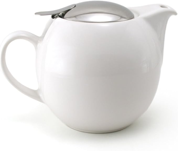 ZERO JAPAN Round Teapot 24 oz. (680 cc) with SLS Lid and Infuser White