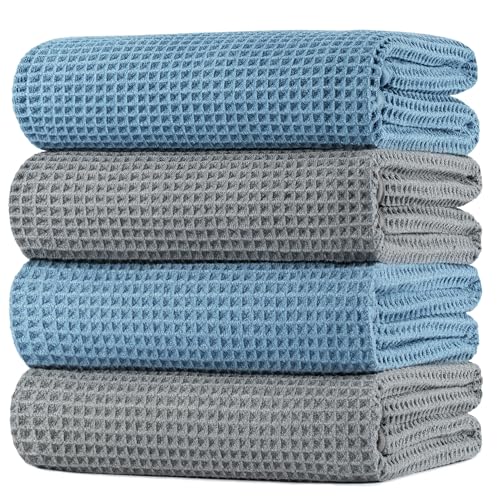 430 GSM Poly Blend Microfiber Quick Dry Waffle Bath Towel (4 Count)