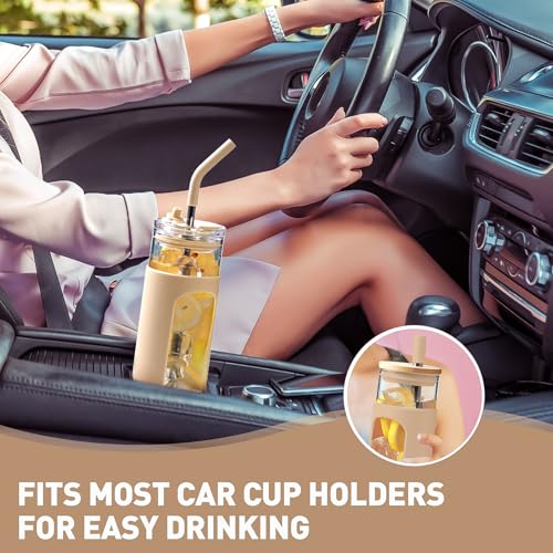 24oz Glass Tumbler with 2 Lids and Straws