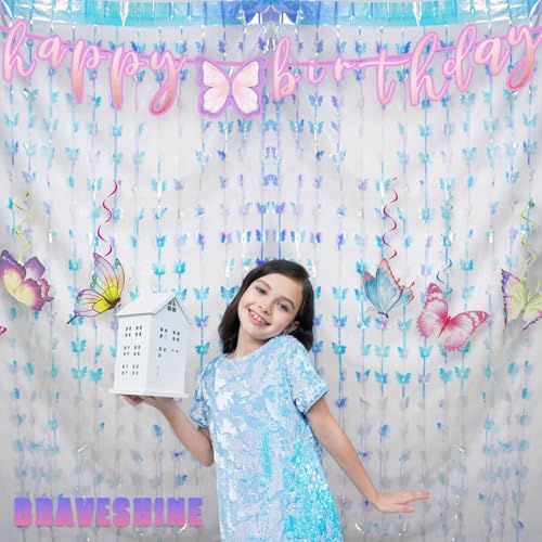Iridescent Hanging Butterfly Foil Fringe Curtain (2 Count)
