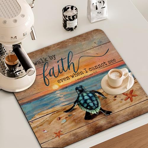 Sea Turtle Christian Dish Drying Mat