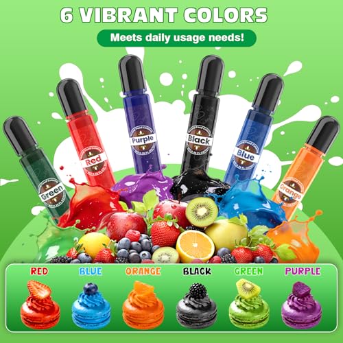 Natural Food Coloring 6 Colors x 10ml (2.1 Fl Oz)