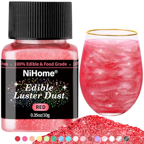 Edible Food Grade Glitter Powder Glimmer Luster Dust Metallic Fancy Food Decorating Sprinkle Glimmery Dust for Drink Wine Beverage Cake Bakery Vegan Allergen
