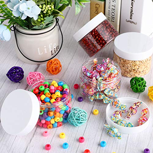 4 Pcs Plastic Jars Wide Mouth with Lids (6 Ounce)