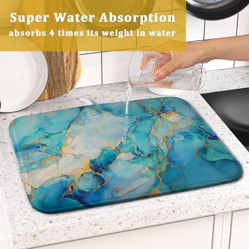 Marble Print Dish Drying Mat for Kitchen Counter
