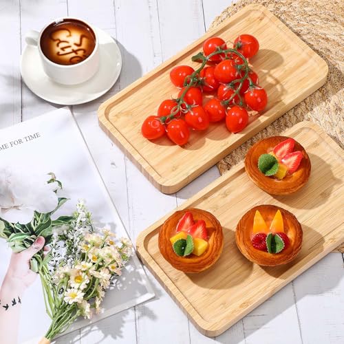 3 Pcs Bamboo Tray for Bathroom Bamboo Vanity Bathroom Counter Organizer Decorative Tea Serving Tray for Dresser Coffee Table Home Toilet Tank Candle Perfume (3 Count)