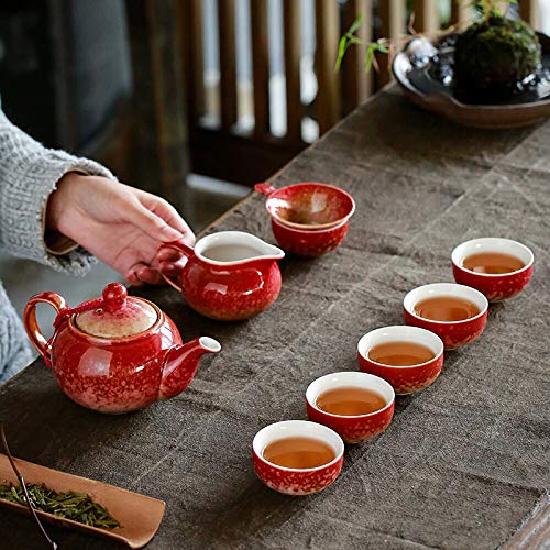 Tea Set Kiln Red and Brown Glaze Ceramic Teapot Gift Box Kung Fu