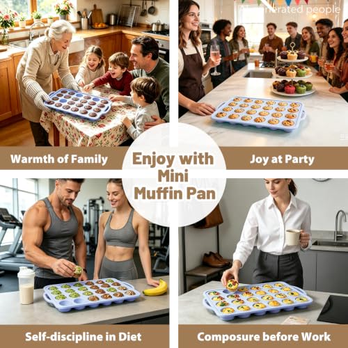 Mini Silicone Muffin Pan with Frame Non Stick Cupcake Tin Baking Mold