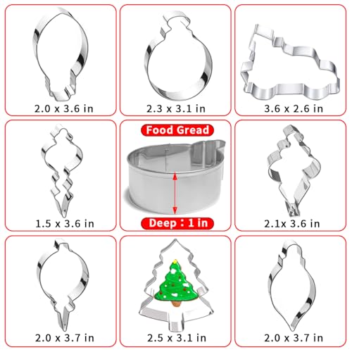 Christmas Ornament Cookie Cutters 8Pcs (8 Count)