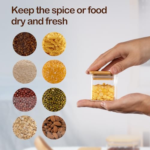4oz 120ml Square Glass Spice Storage Containers with Lids 12 (12 Count)