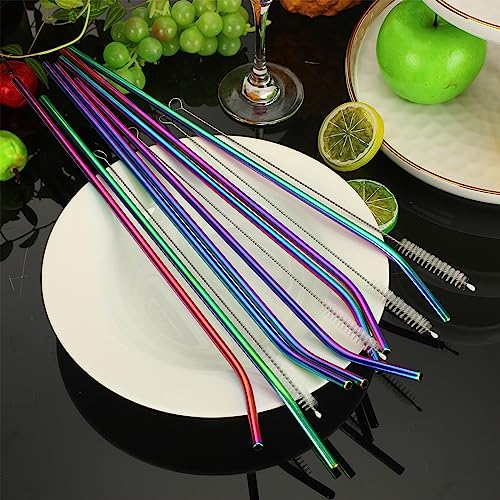 8 Pieces 14 Inch Reusable Stainless Steel Straws Long Drinking Straws for 100 oz Tumblers (8 Count)