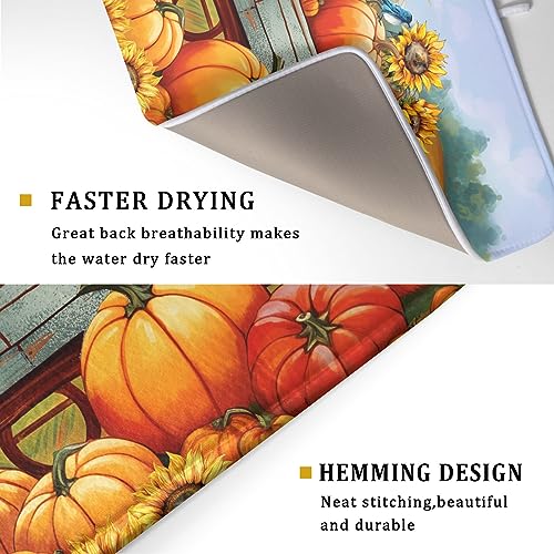 Thanksgiving Autumn Harvest Pumpkin Dish Drying Mat for Kitchen Counter