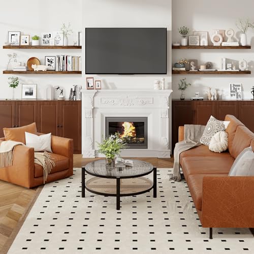 55 Inch Floating Shelves for Wall 8 Inch Deep Rustic Brown Shelves Set of 2 (2 Count)